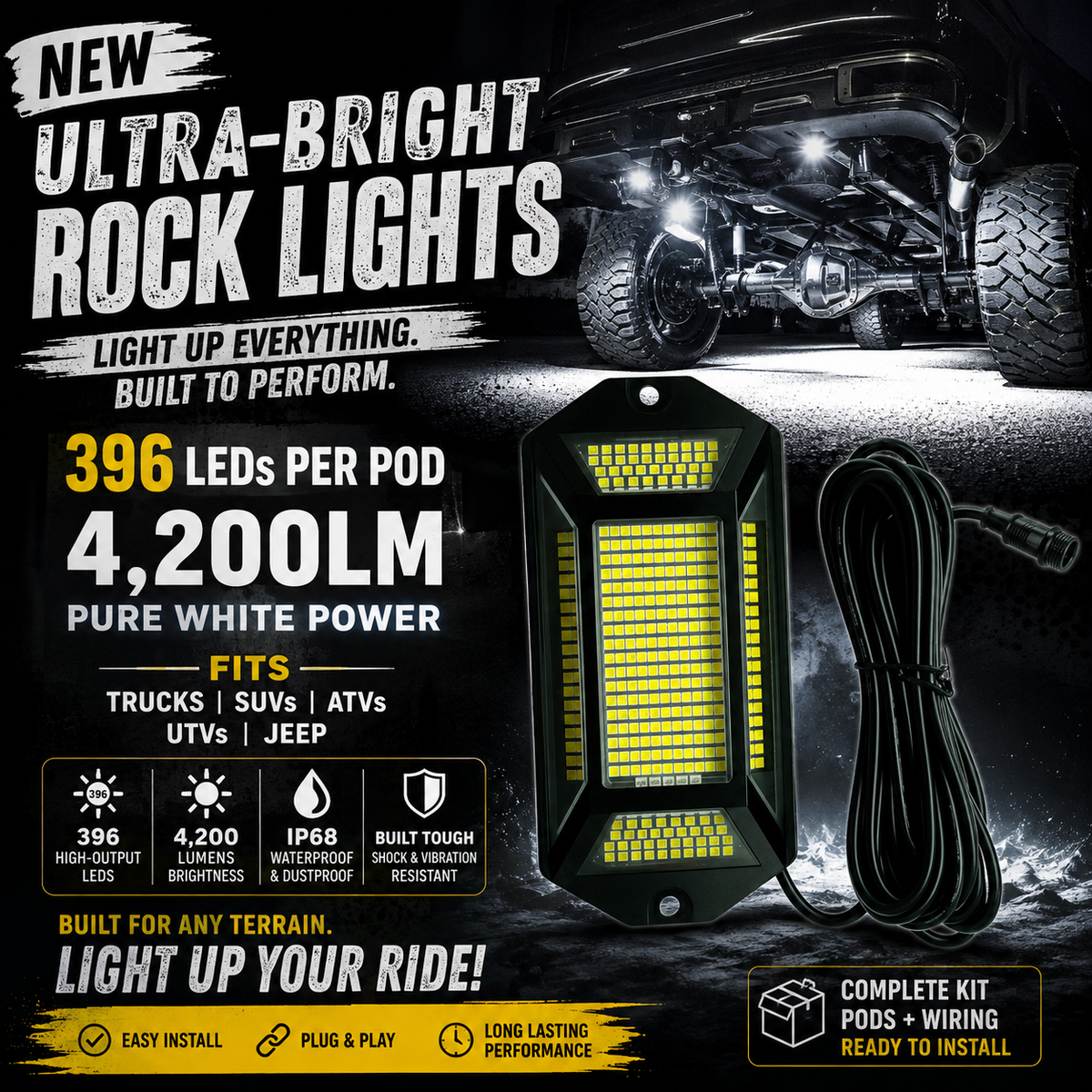 (8) pcs 396 Ultra Bright Rock Lights